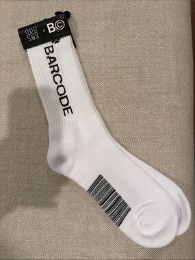 Odd Sox x BC White 'BARCODE' Crew Socks